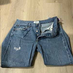 Agolde Classic Blue Jeans with Distressed Detail